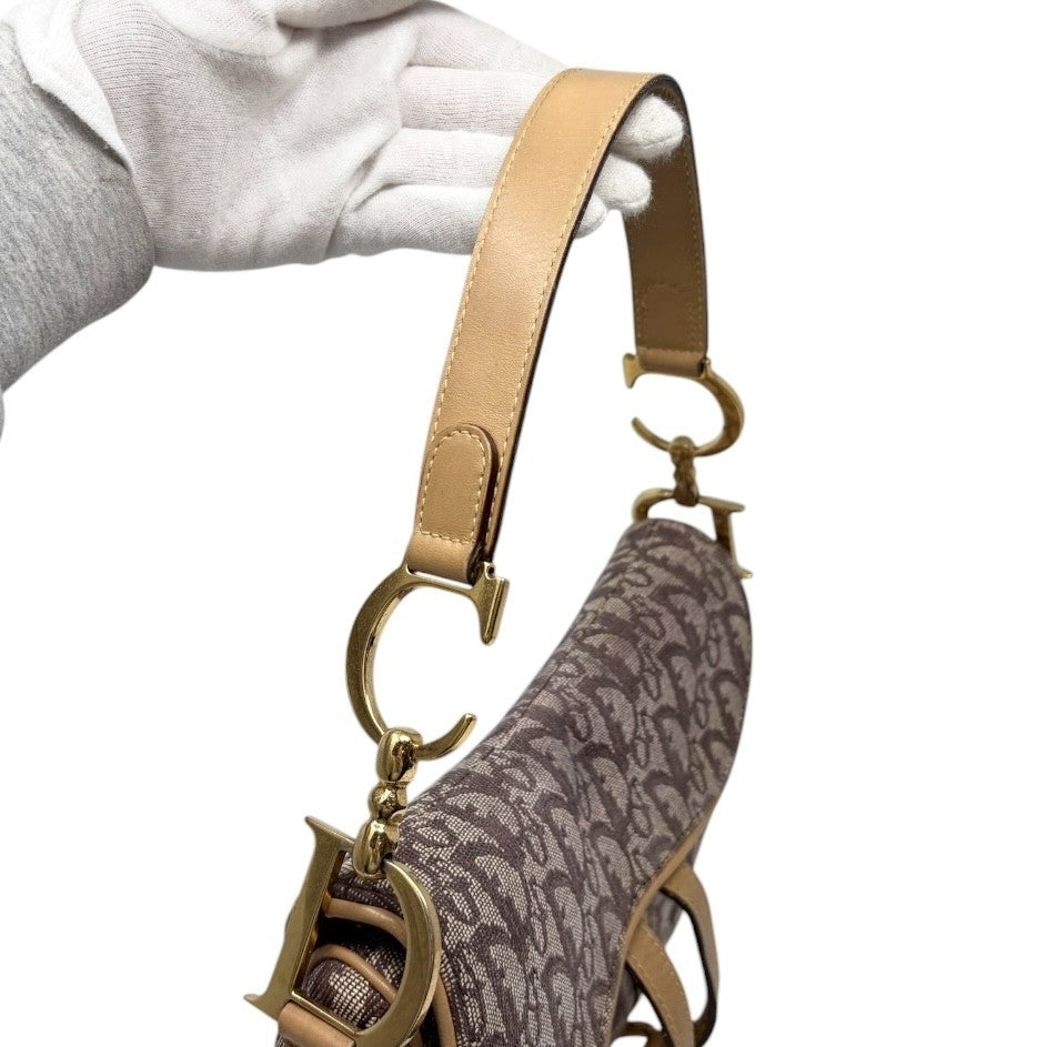 Christian Dior Vintage Trotter Monogram Double Saddle Bag Brown Canvas 902347