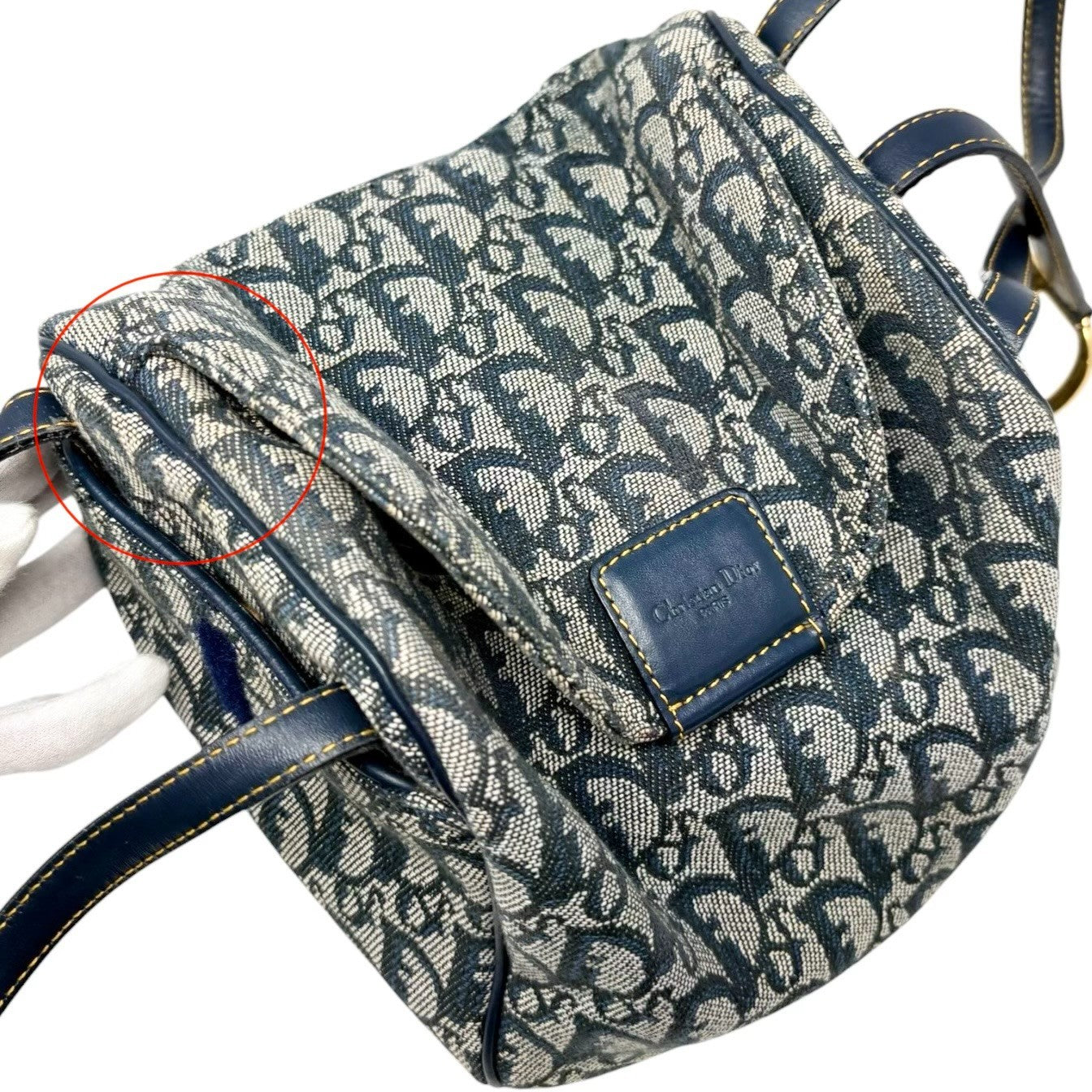 Christian Dior Vintage 2001 Trotter Monogram Mini D Charm Bag Handbag Blue 90128