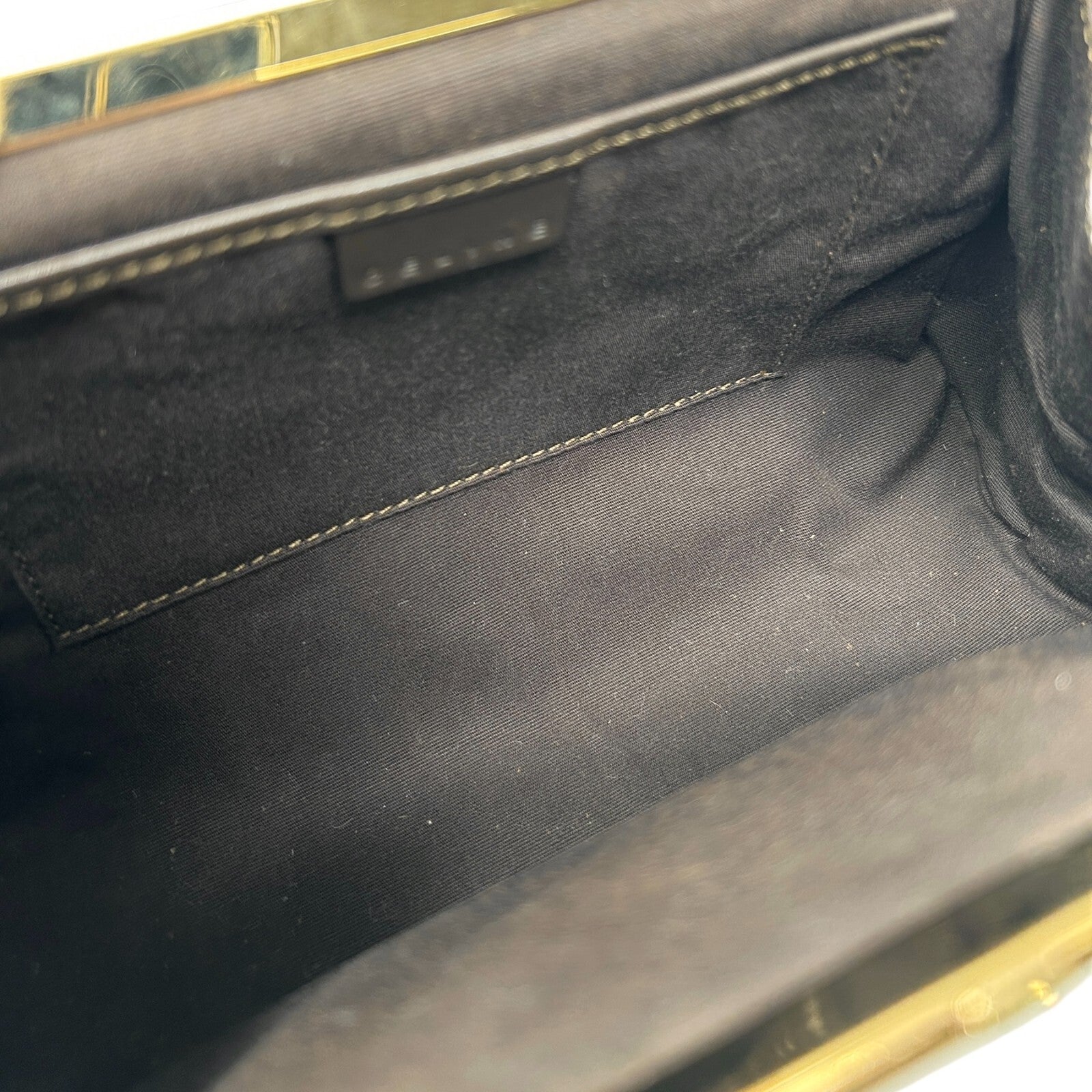 CELINE Vintage Macadam Monogram Logo Shoulder Bag Beige Brown Calf Hair Leather