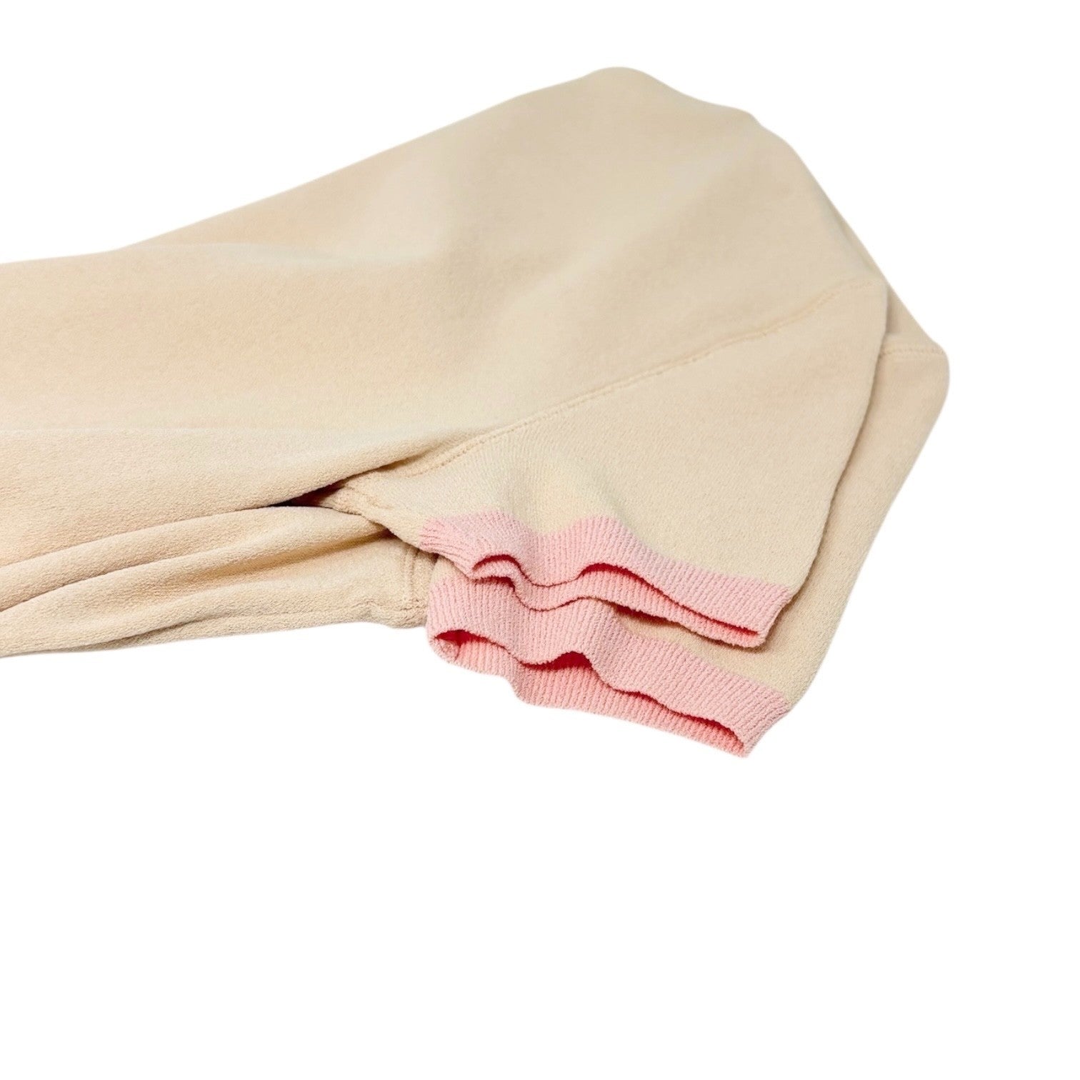 CHANEL Vintage 04C CC Mark Logo Bicolor T-shirt #38 Beige Pink White Rayon