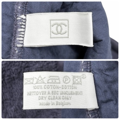 CHANEL Sport Vintage CC Big Logo Beach Terry Cloth Tote Bag Dark Blue 902369
