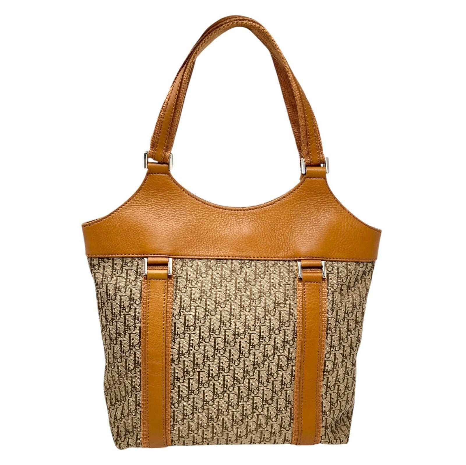 Christian Dior Vintage Trotter Monogram Street Chic Shoulder Bag Beige Canvas