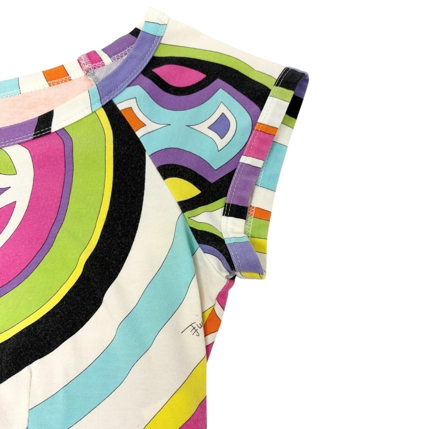 EMILIO PUCCI Vintage Logo Short Sleeve Mini Dress #34 Multicolor Cotton 901859