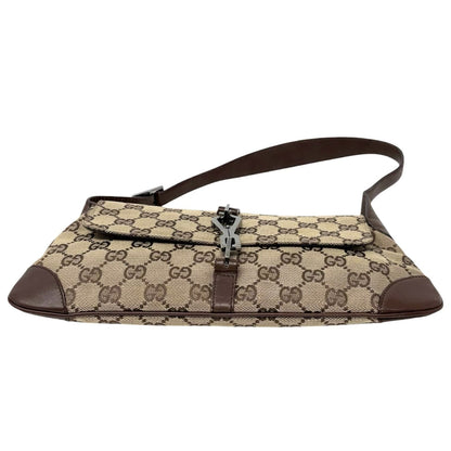 GUCCI Vintage GG Monogram Jackie Shoulder Bag Beige Canvas Leather 902329