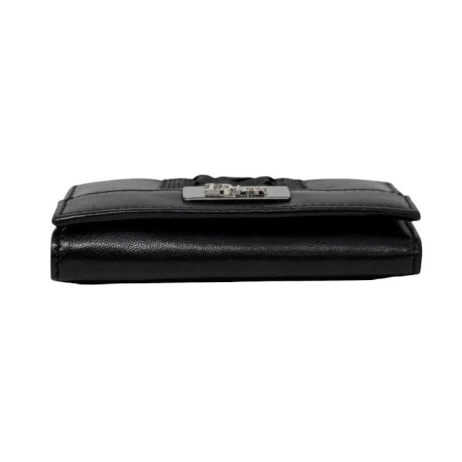 Christian Dior Vintage 2002 Logo Admit It Key Card Case Black Silver Leather