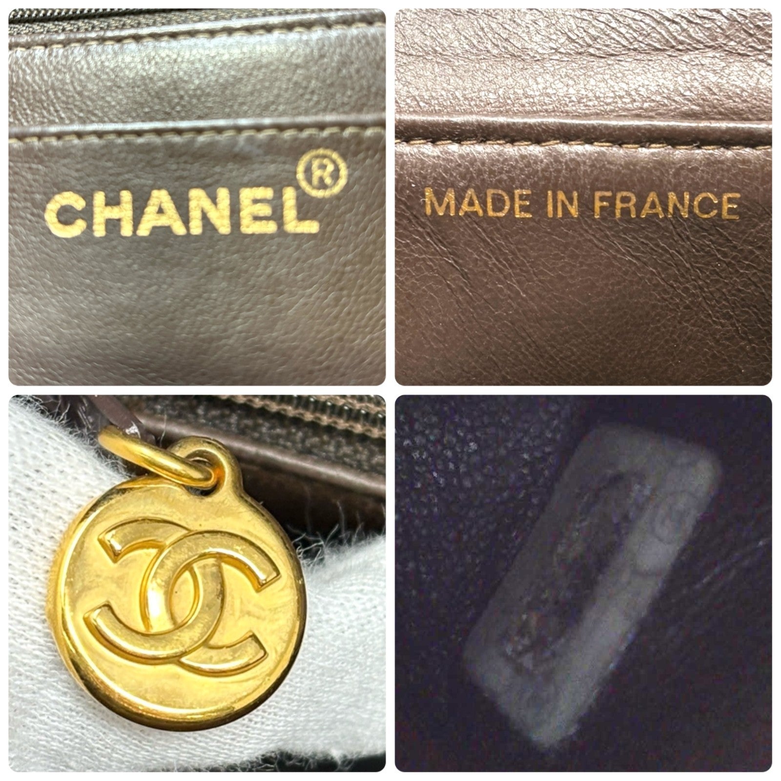 CHANEL Vintage CC Logo Suede Matelasse Backpack Bag Turn Rock Brown Gold