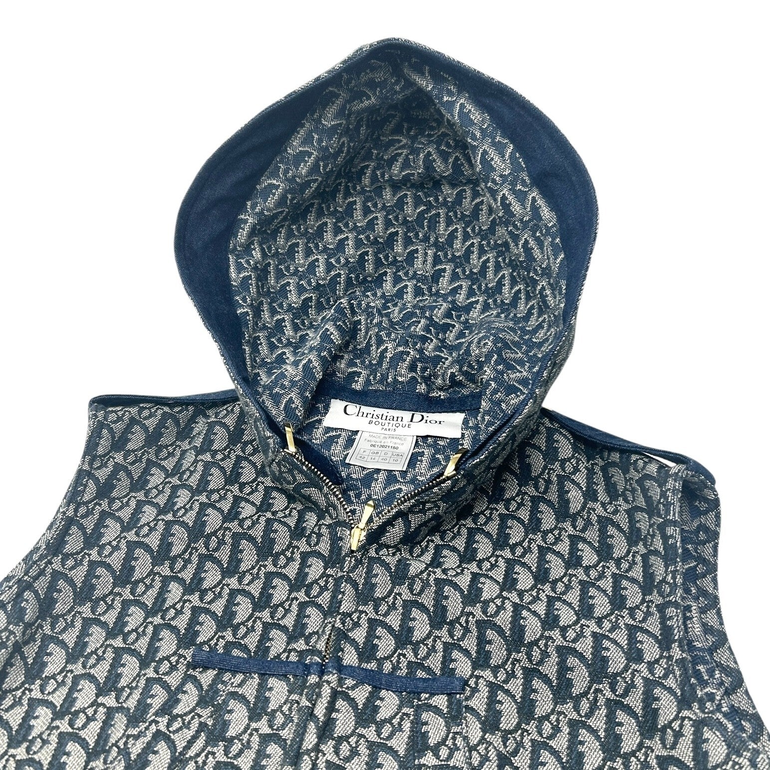 Christian Dior Vintage 2000 Trotter Monogram Denim Vest #42 Hoodie Jacket