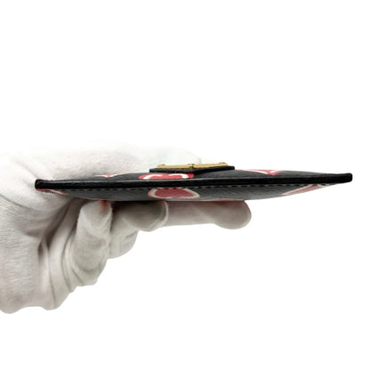 PRADA Vintage Triangle Logo Heart Wallet Card Holder Black Red Leather 902286
