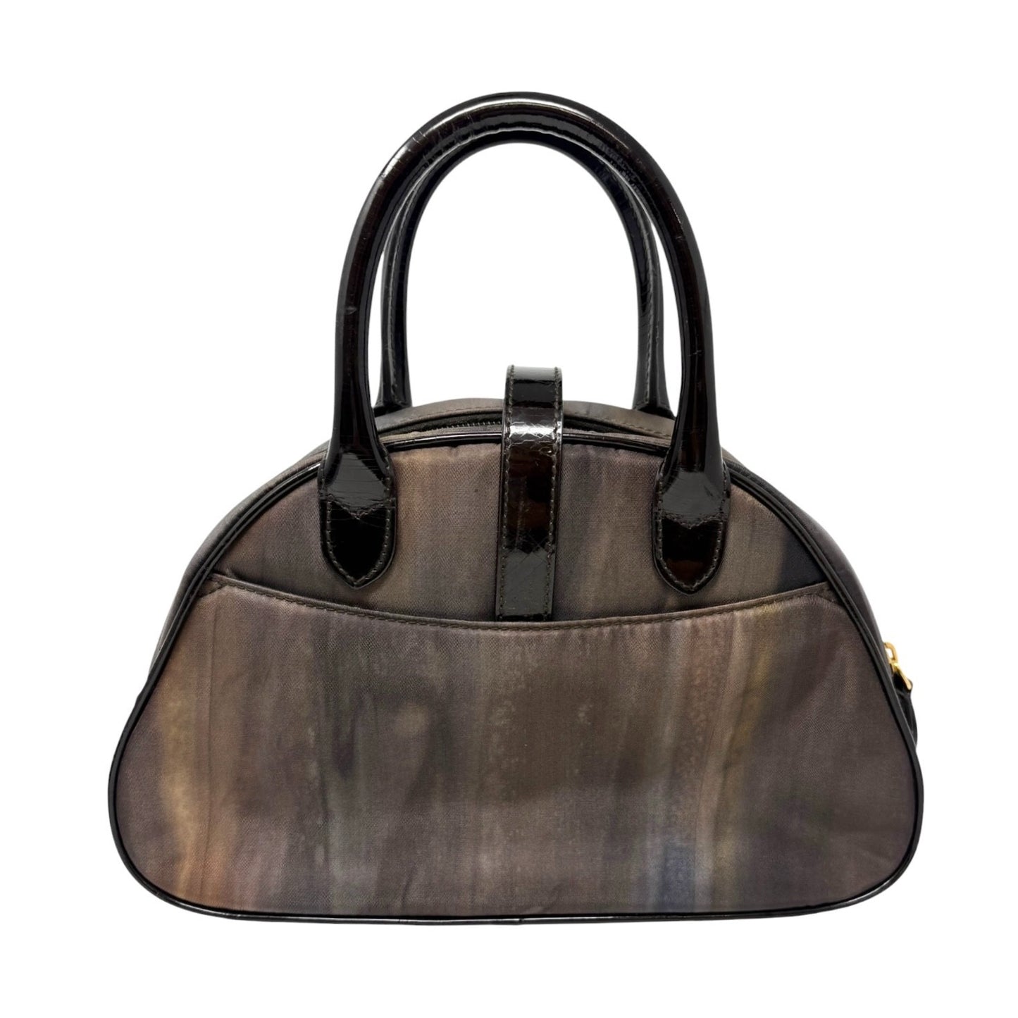 Christian Dior Vintage Double Saddle Bag Geometric Brown Nylon Patent 902265