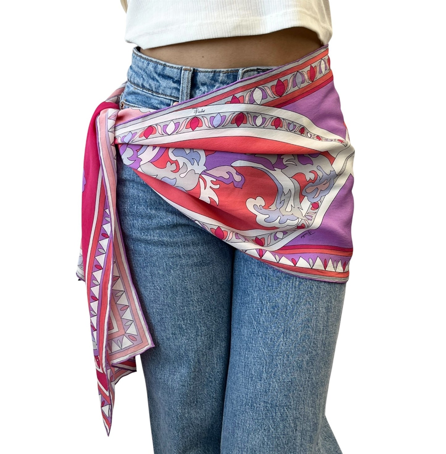 EMILIO PUCCI Vintage Logo Multicolor Scarf Shawl Wrap Silk Accessory 901923