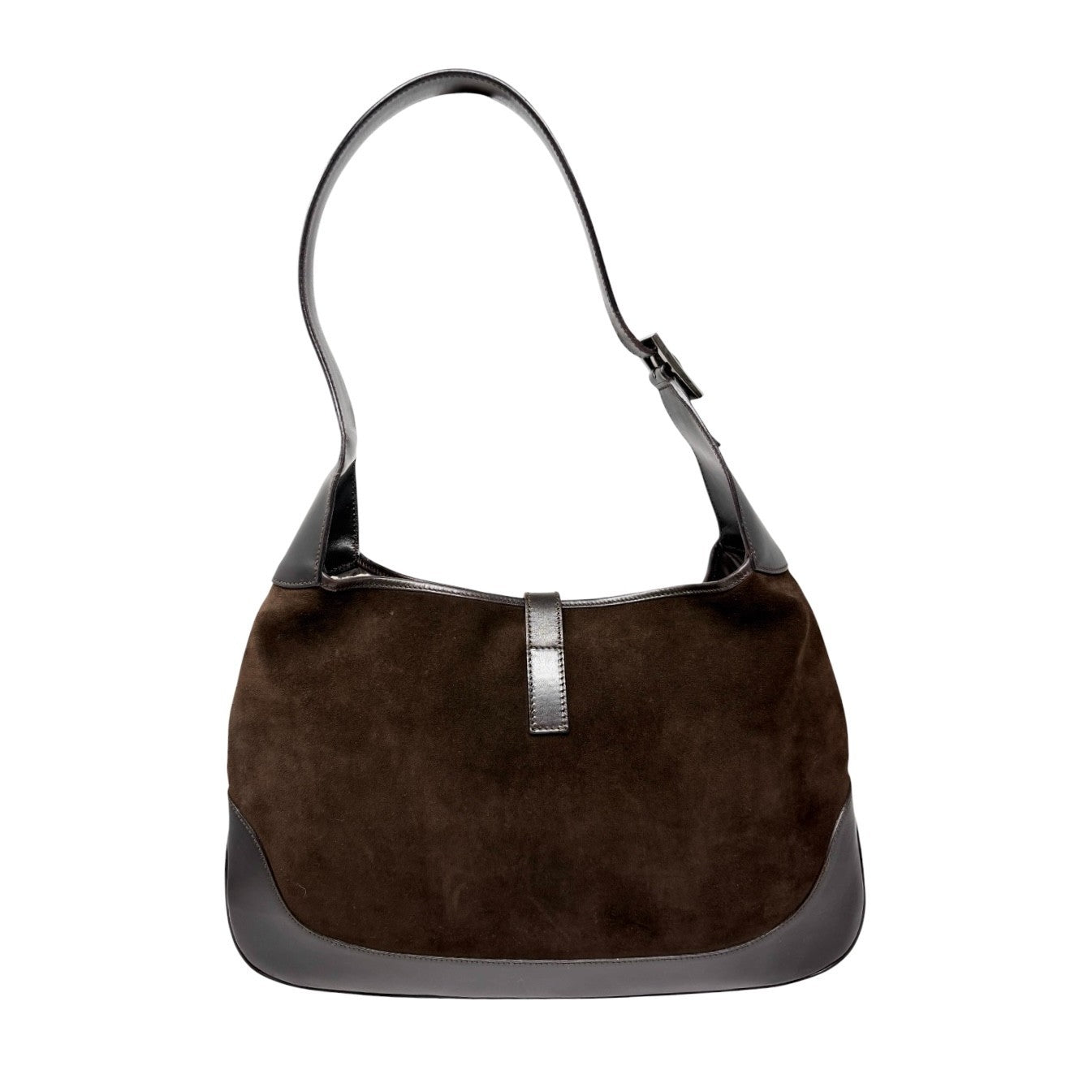 GUCCI Vintage Logo Jackie Shoulder Bag Handbag Brown Black Suede 902432