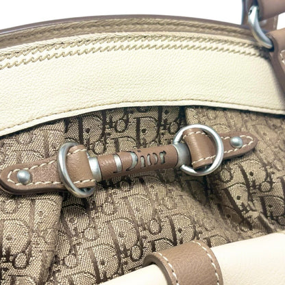 Christian Dior Vintage 2006 Trotter Monogram Shoulder Bag Beige Canvas 902543