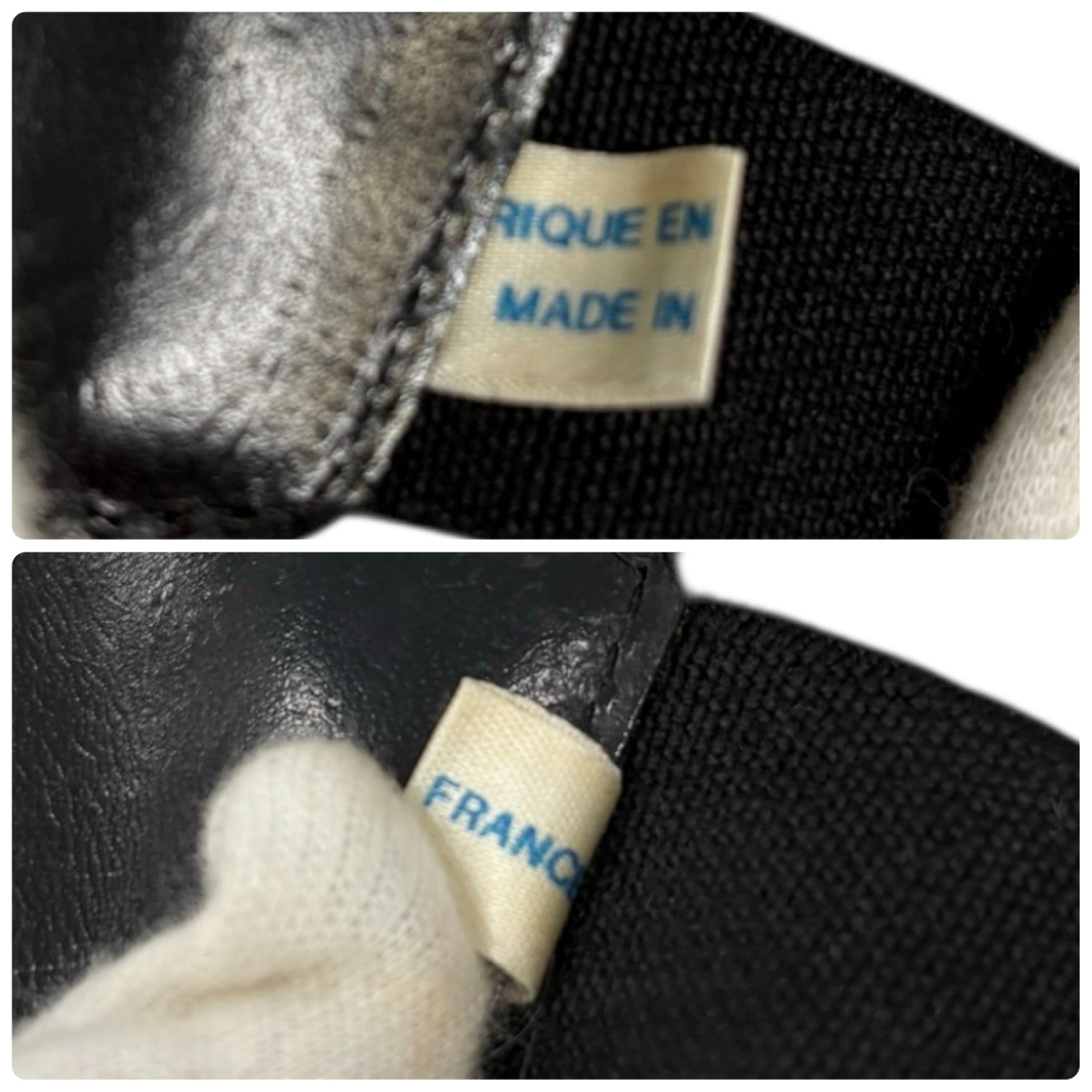 CHANEL Vintage 1994 CC Logo Letter Suspender Belt Black White Cotton Leather