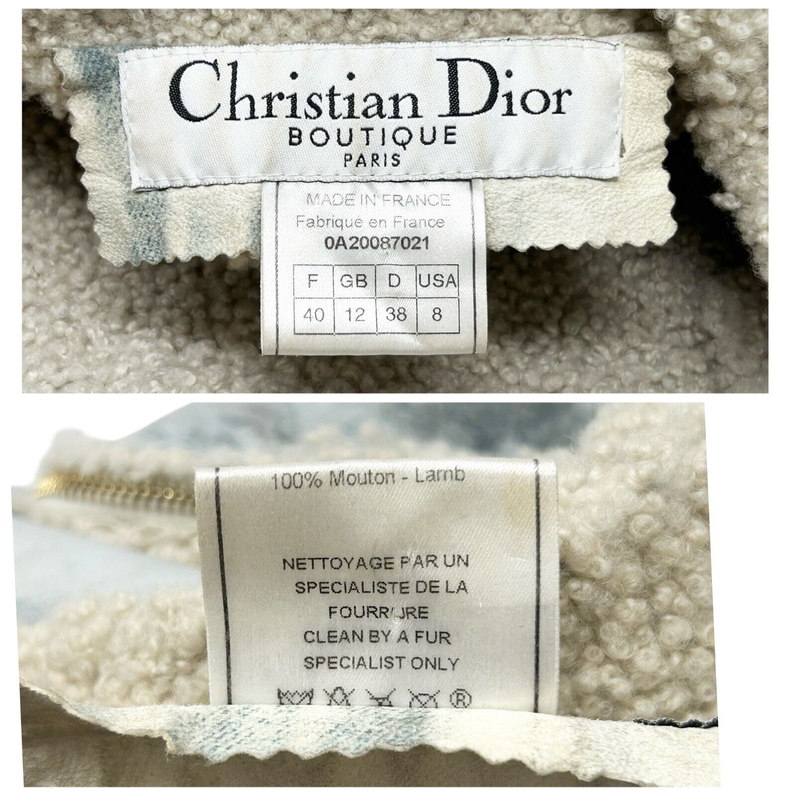 Christian Dior Vintage 2000 Tie-Dye Mouton Long Jacket #40 Light Blue Rank AB