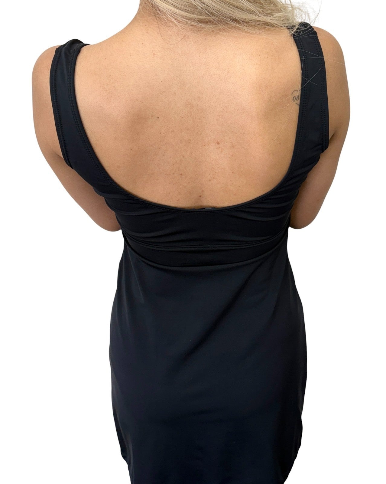 CHANEL Vintage 97C CC Logo Dress One-piece #36 Black Nylon Spandex 901864