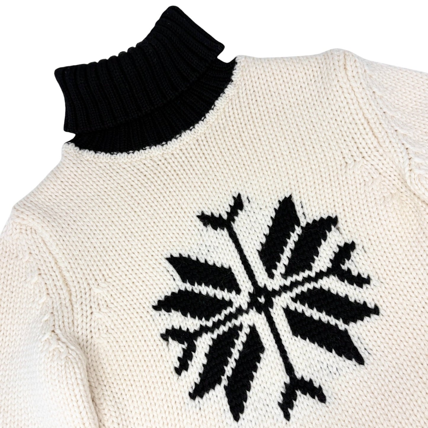 CHANEL Sport Vintage 08A CC Logo Snowflake Knit Turtleneck Sweater #38 901977