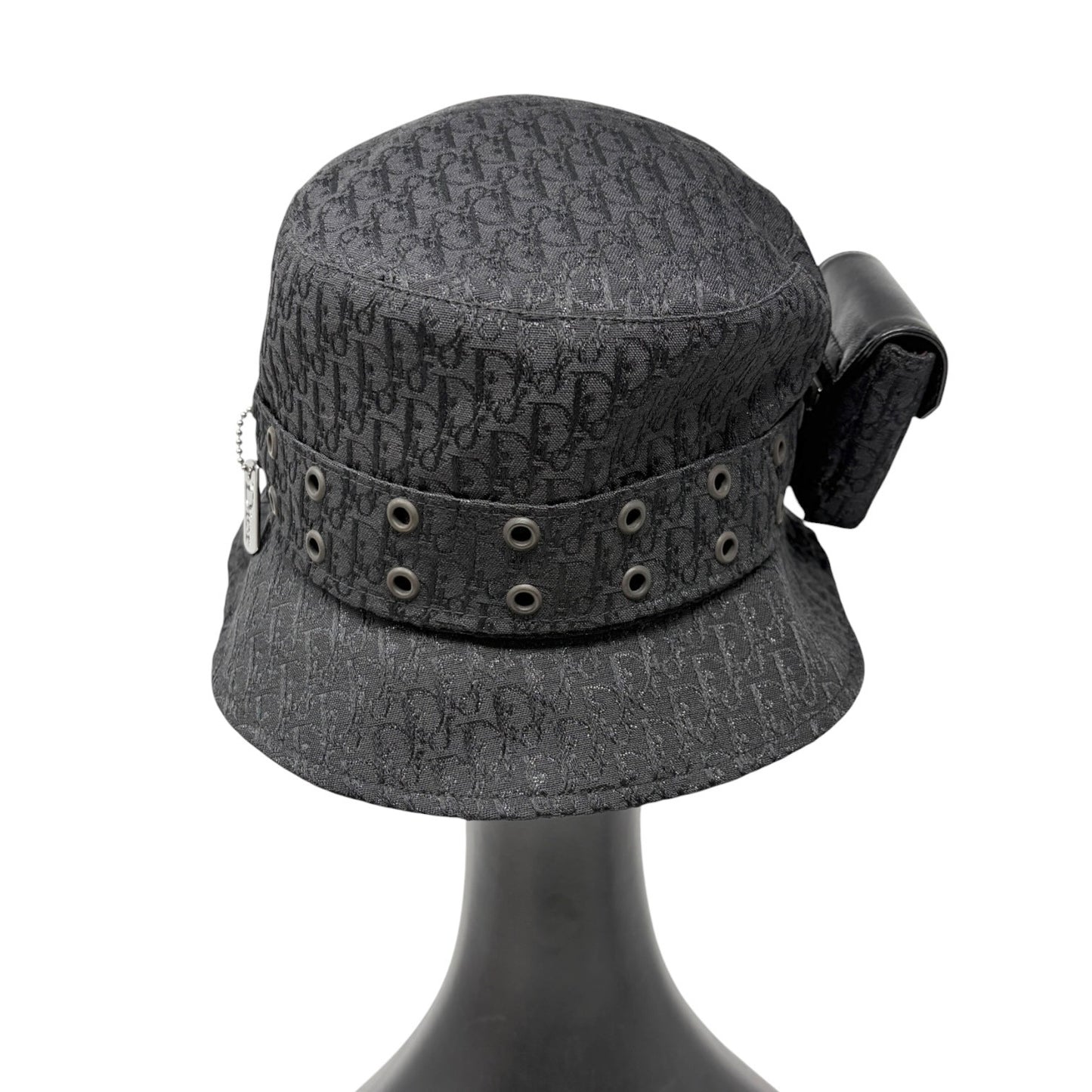 Christian Dior Vintage Columbus Trotter Monogram Bucket Hat Black Silver 901817