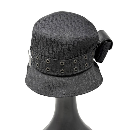 Christian Dior Vintage Columbus Trotter Monogram Bucket Hat Black Silver 901817