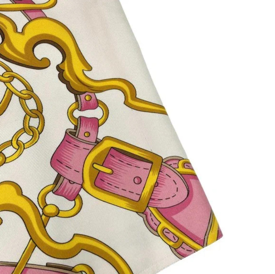 Christian Dior Vintage 2000 Logo Knee Length Skirt #40 White Pink Silk