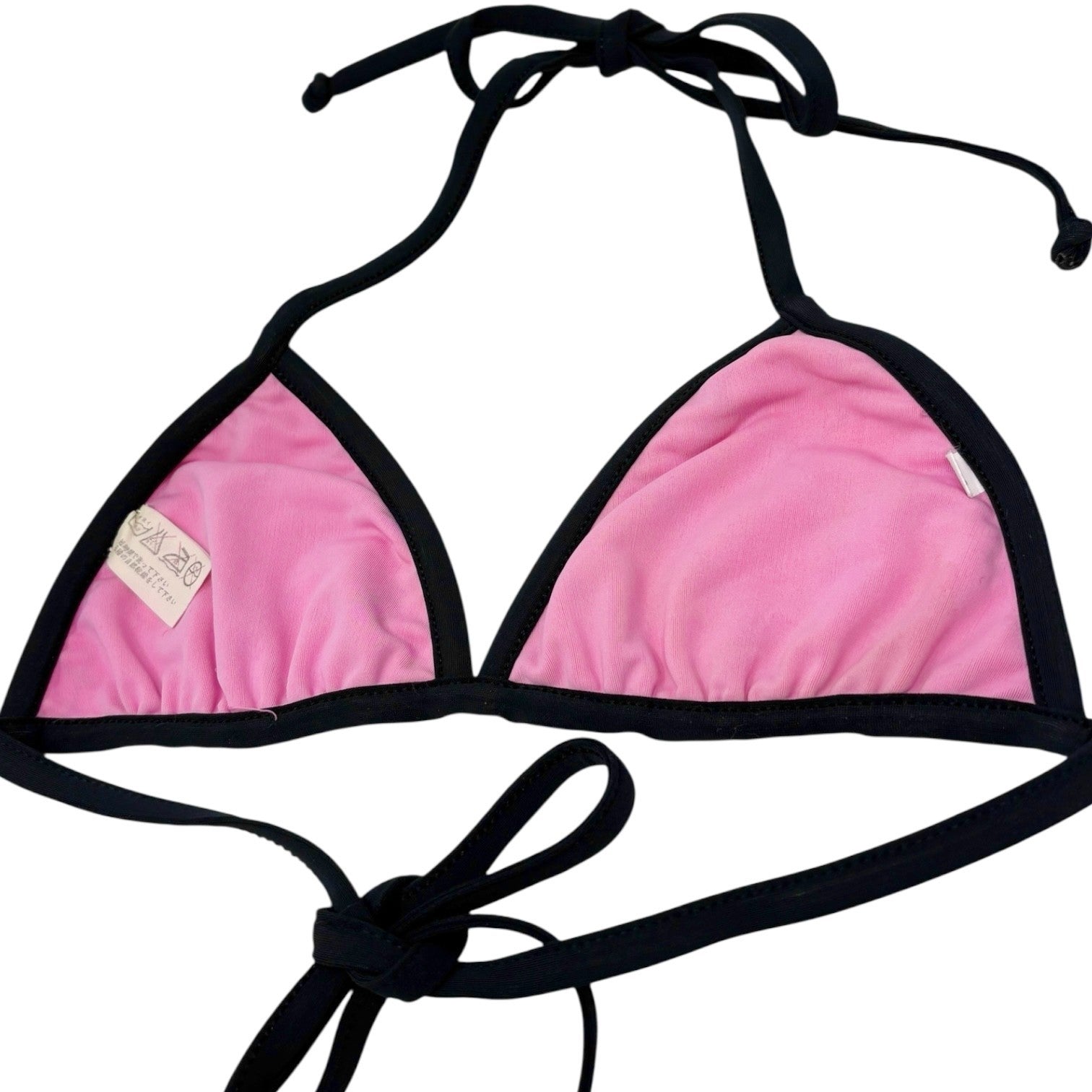 CHANEL Vintage 95P Matelasse Swimwear Bikini Set #36 Pink Black Nylon