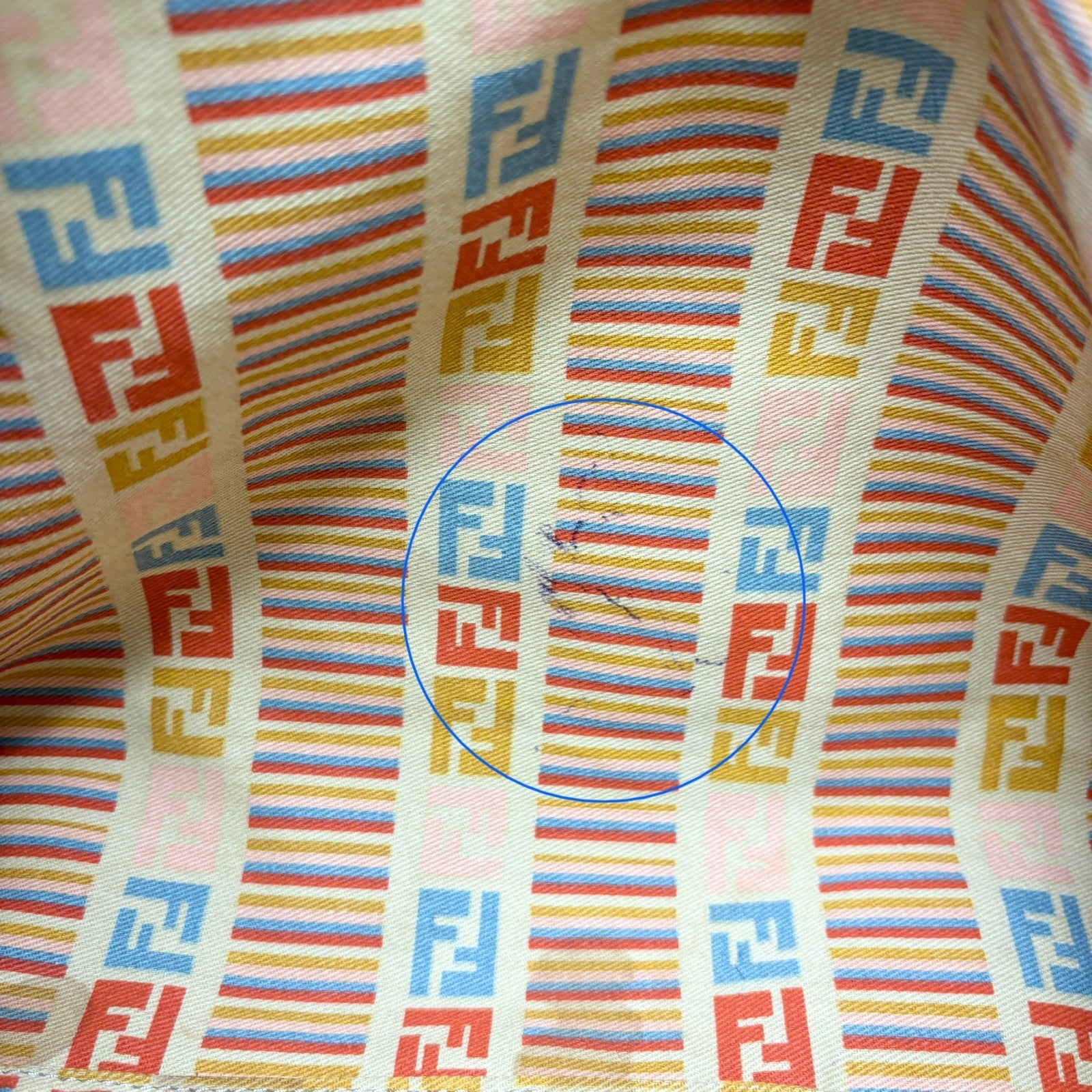 FENDI Vintage Zucca Monogram Denim Shoulder Tote Large Bag Blue FF Logo