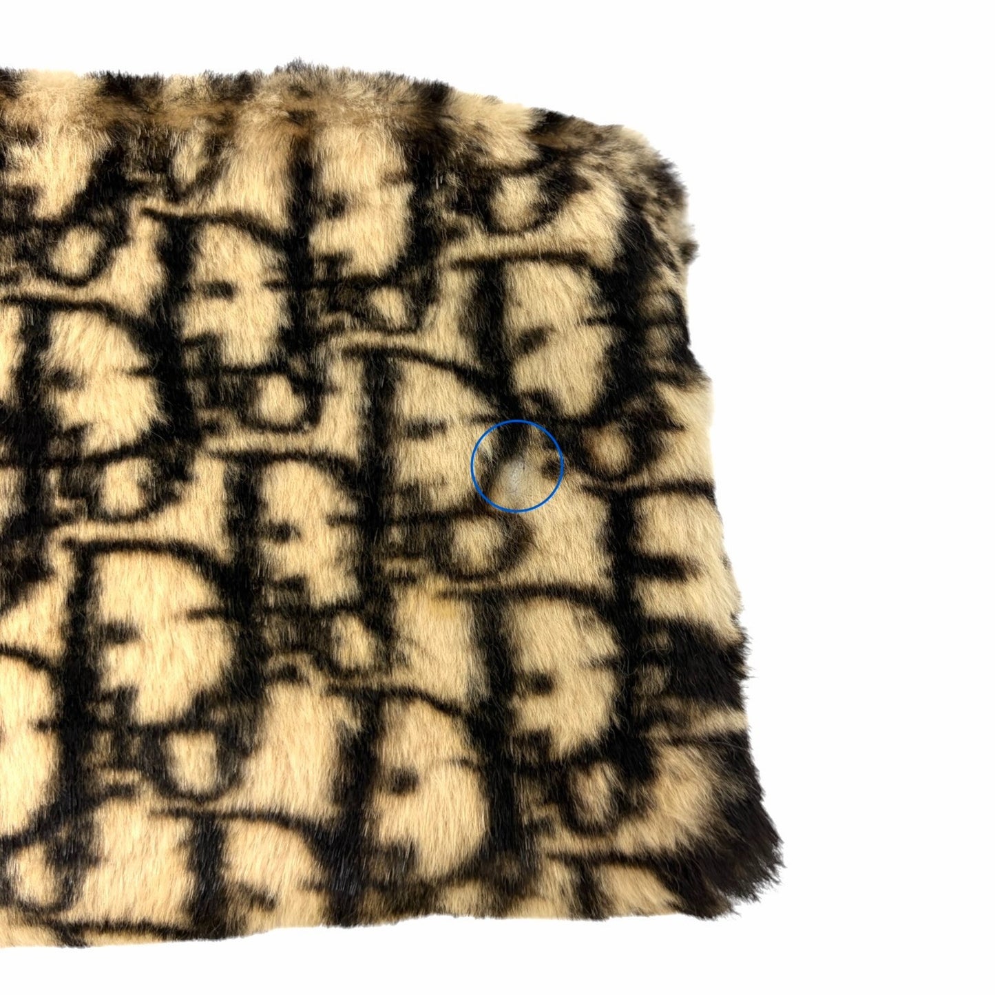 Christian Dior Vintage Trotter Monogram Fur Scarf Shawls Brown Beige 902233
