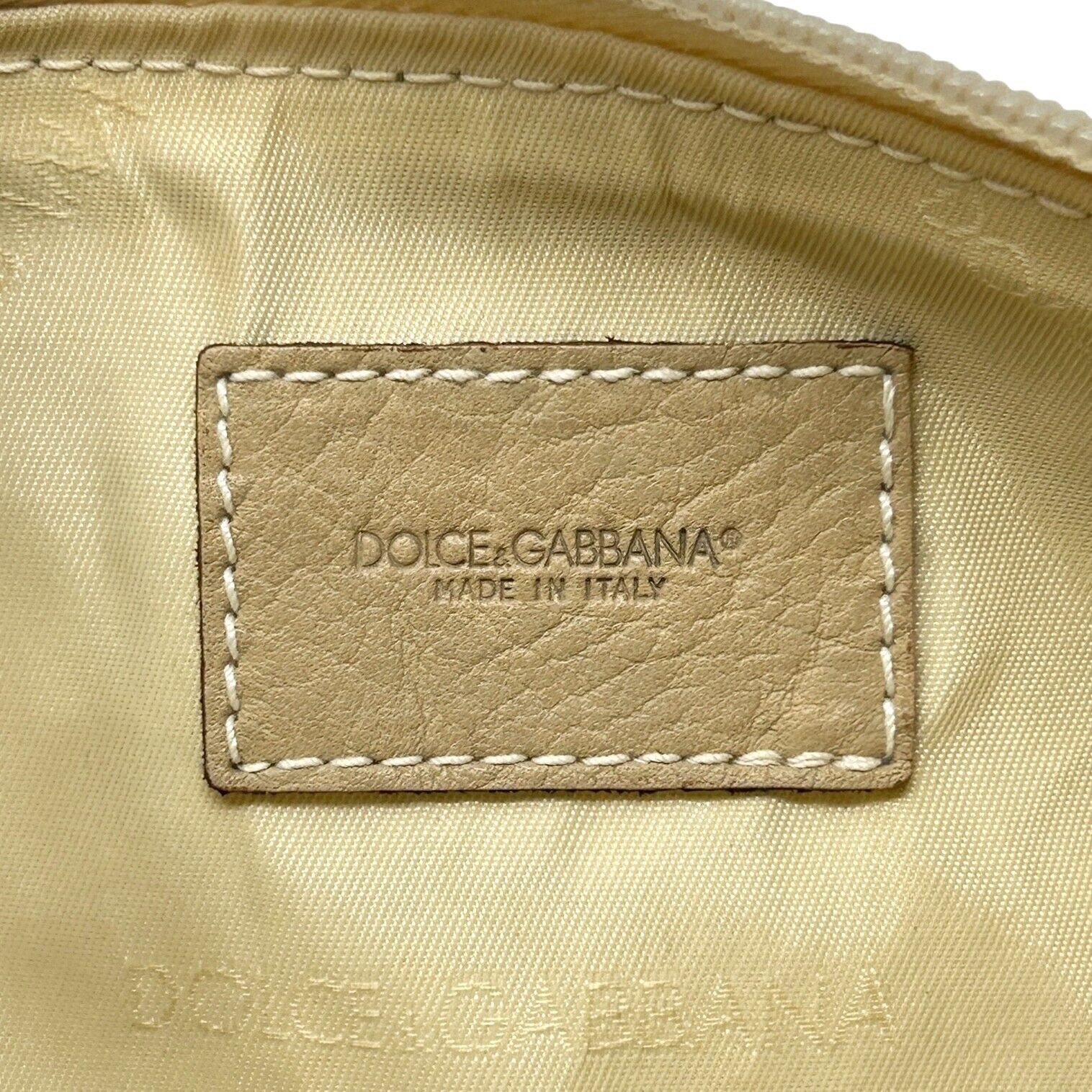 DOLCE&GABBANA Vintage DG Monogram Pochette Shoulder Bag Beige Cotton RankAB+