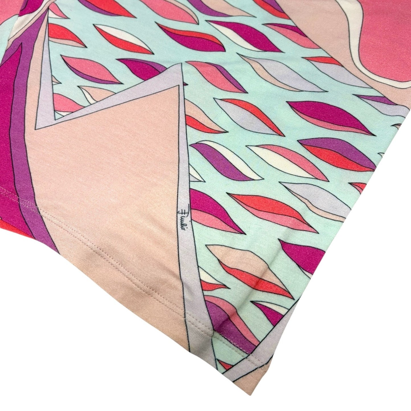 EMILIO PUCCI Vintage Multicolor Abstract Print Asymmetric Midi Dress #34 Pink
