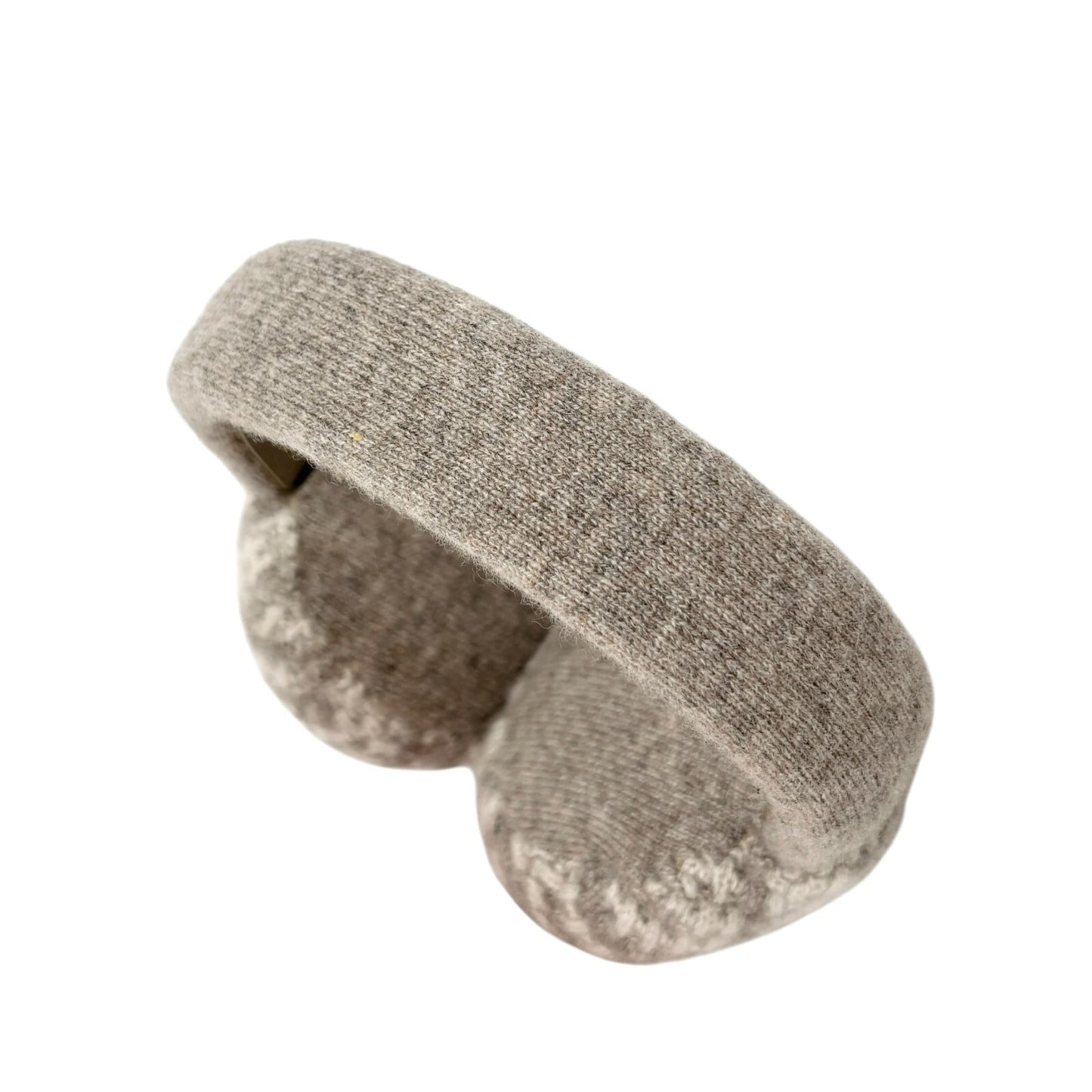 FENDI FF Zucca Monogram Logo Knit Earmuffs Hair Accessory Gray Greige Cashmere
