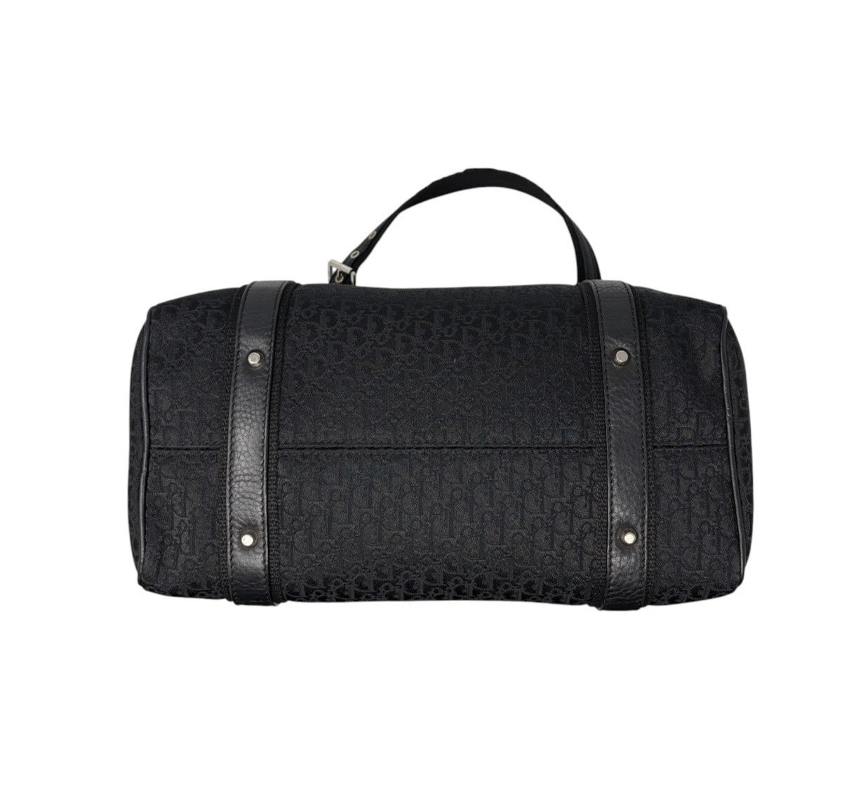 Christian Dior Street Chic Trotter Monogram Boston Bag Black Canvas 902442