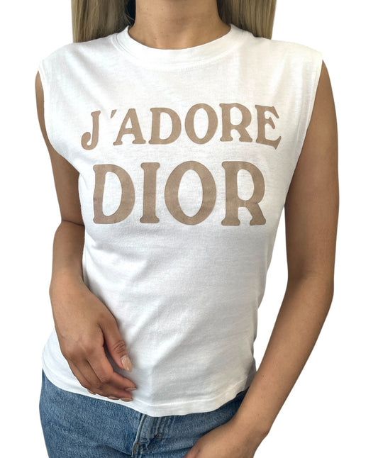 Christian Dior Vintage 2002 J'ADORE Tank Top #44 White Light Brown 902304