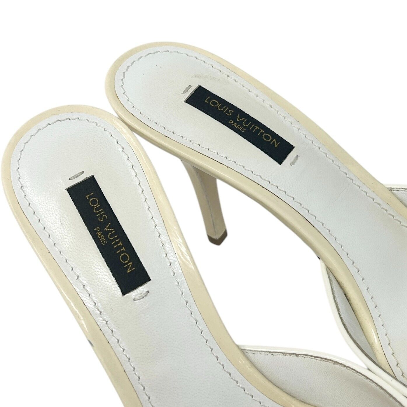 LOUIS VUITTON Vintage LV Logo Monogram Multicolor Sandals #36.5 Heels Leather