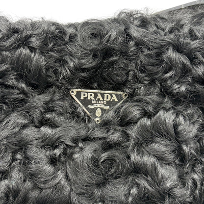 PRADA Vintage Triangle Logo Plate Curly  Mini Shoulder Bag Black Silver