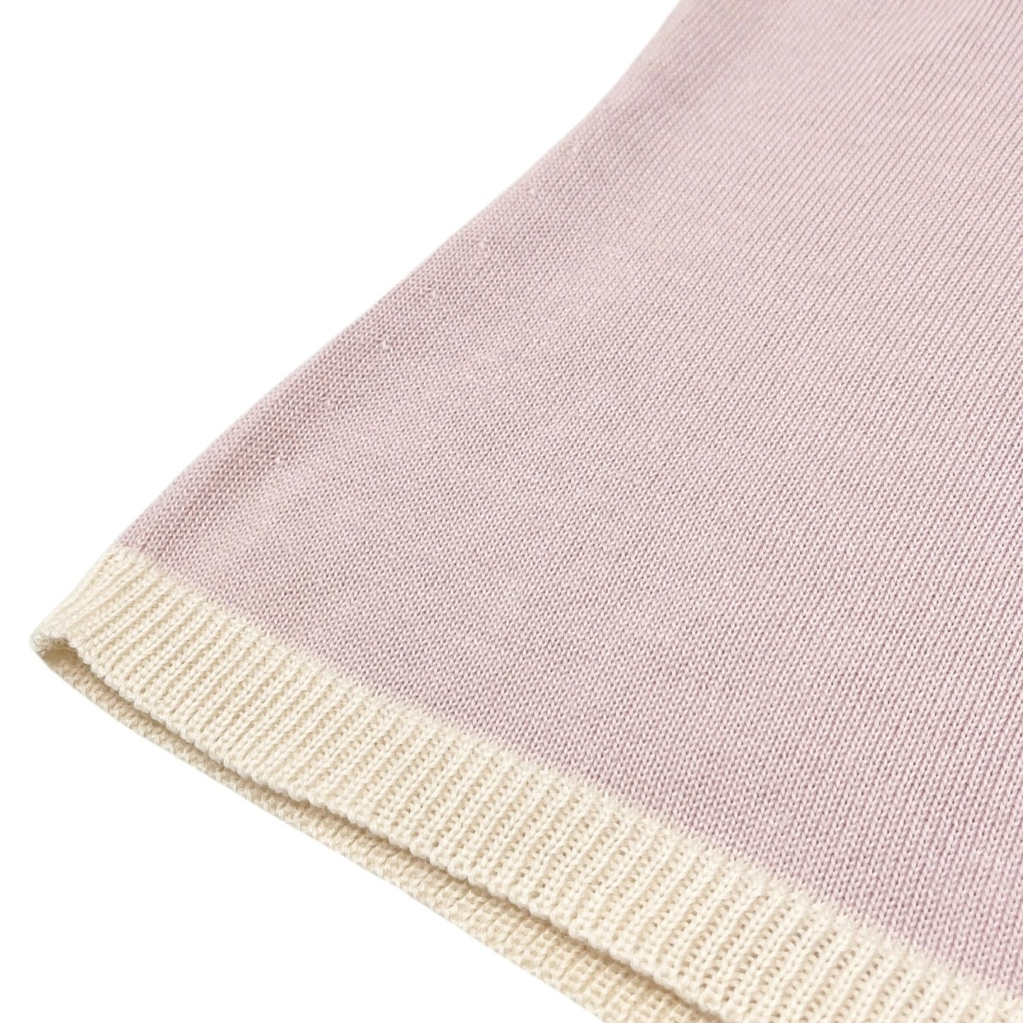 CHANEL Vintage 04C CC Logo Knit Sweater Top #38 Pocket Pink Cream Cashmere