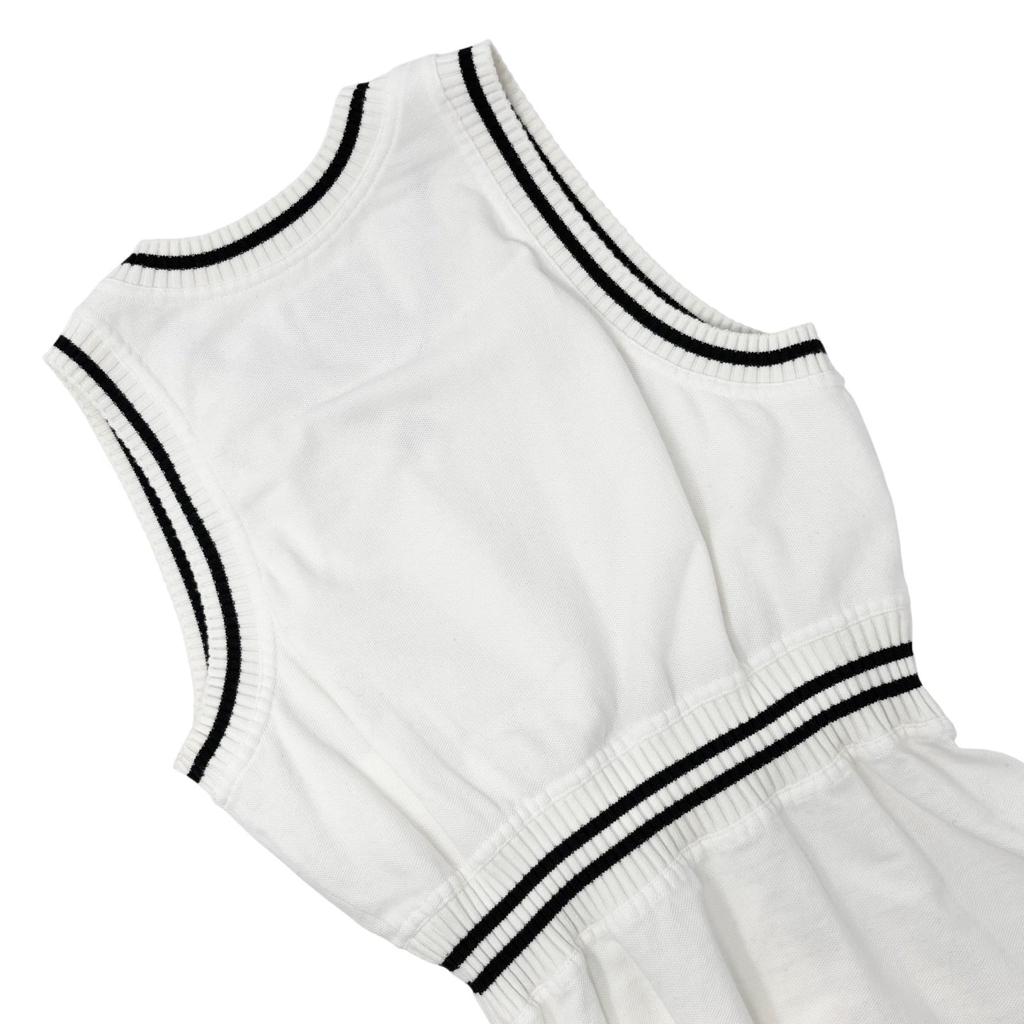 CHANEL Sport Vintage 04S CC Logo Patch Tank Top Tunic #38 White Black Cotton