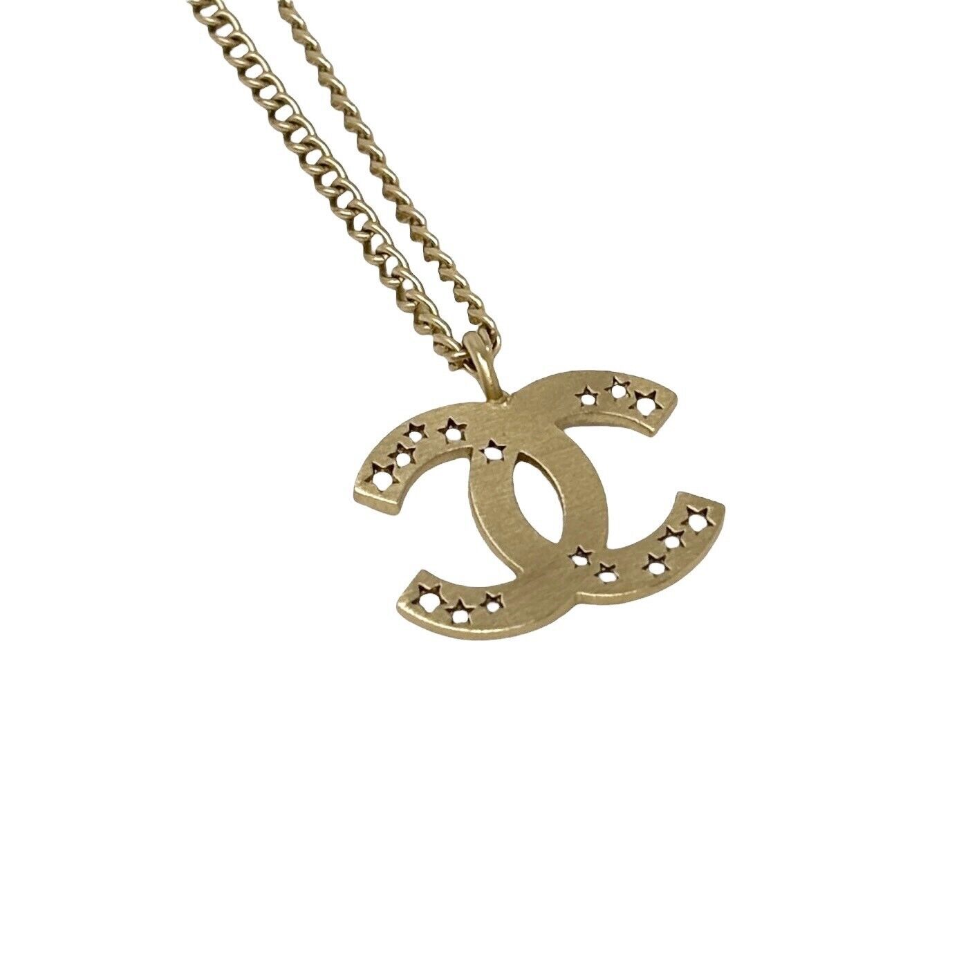 CHANEL Vintage 03A CC Mark Logo Necklace Accessory Star Jewelry Gold Metal