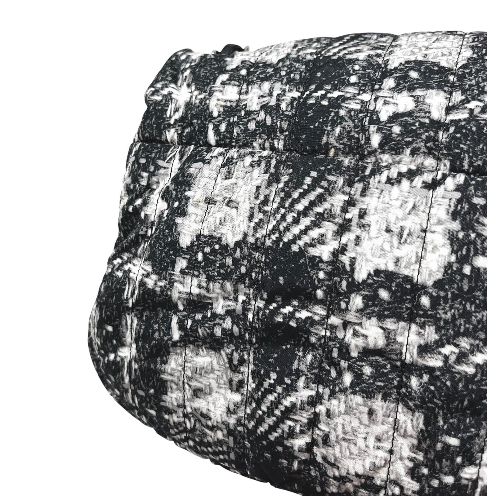 CHANEL Vintage CC Logo Matelasse Shoulder Bag With Pouch Black Silver Nylon