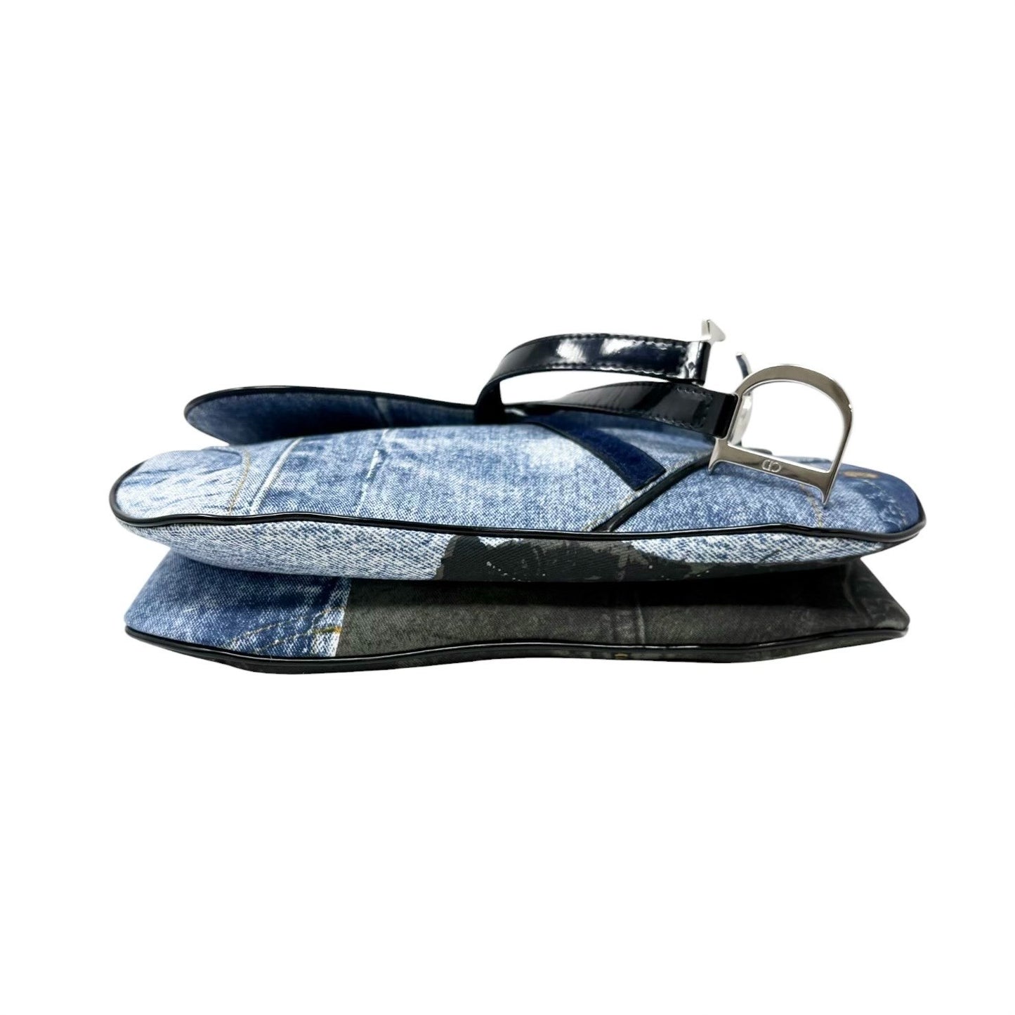 Christian Dior Vintage 2001 Speedway Denim Saddle Bag Blue Black Cotton