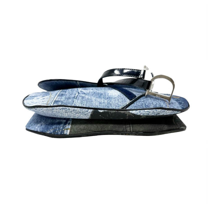 Christian Dior Vintage 2001 Speedway Denim Saddle Bag Blue Black Cotton