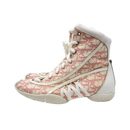 Christian Dior Vintage Trotter Monogram High-top Sneakers #37 Pink White 902257