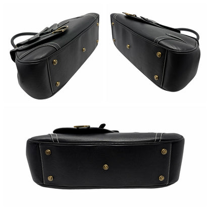 Christian Dior Vintage Double Saddle Stitch 2way Bag  Black Leather 902446