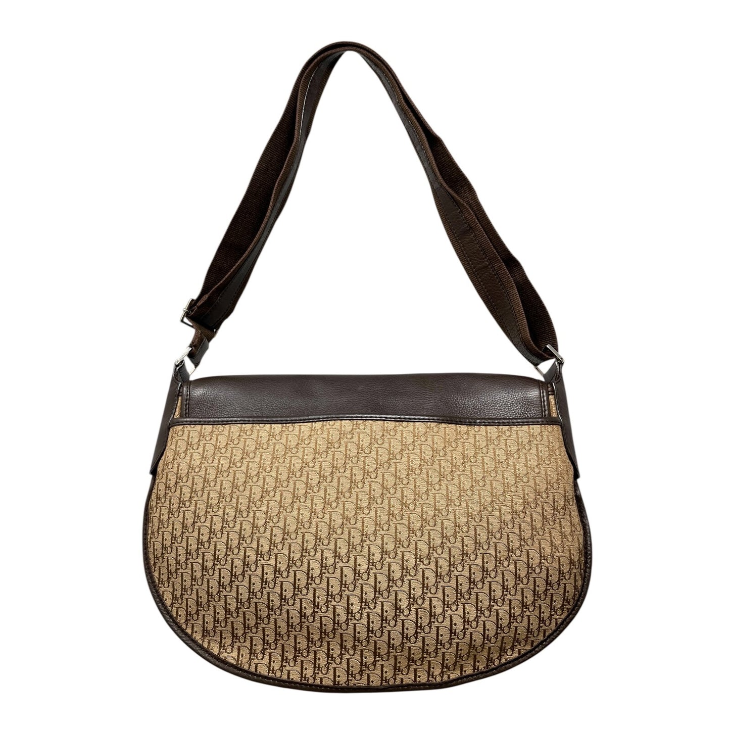 Christian Dior Vintage Trotter Monogram Crossbody Shoulder Bag Beige Canvas