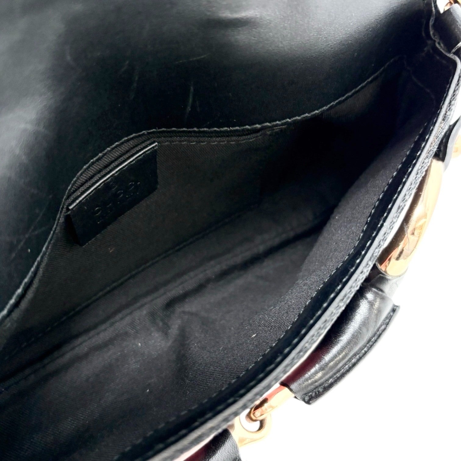 GUCCI Vintage GG Logo Monogram Horsebit Shoulder Clutch Bag Chain Black Pink