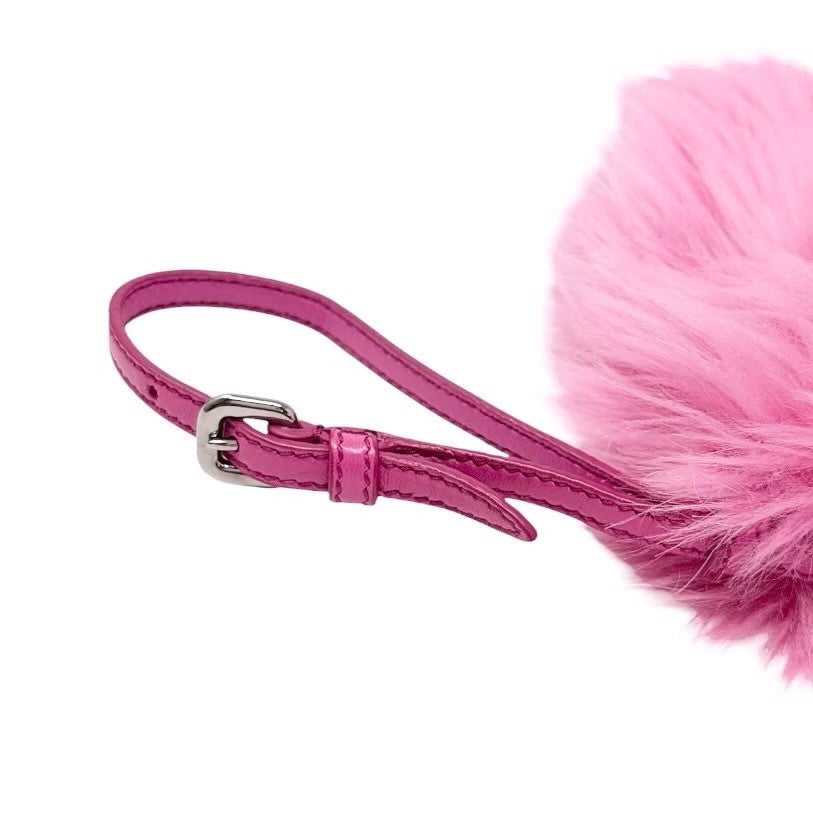 PRADA Vintage Logo Faux Fur Pelliccia Clutch Bag Wristlet Pouch Pink 902250