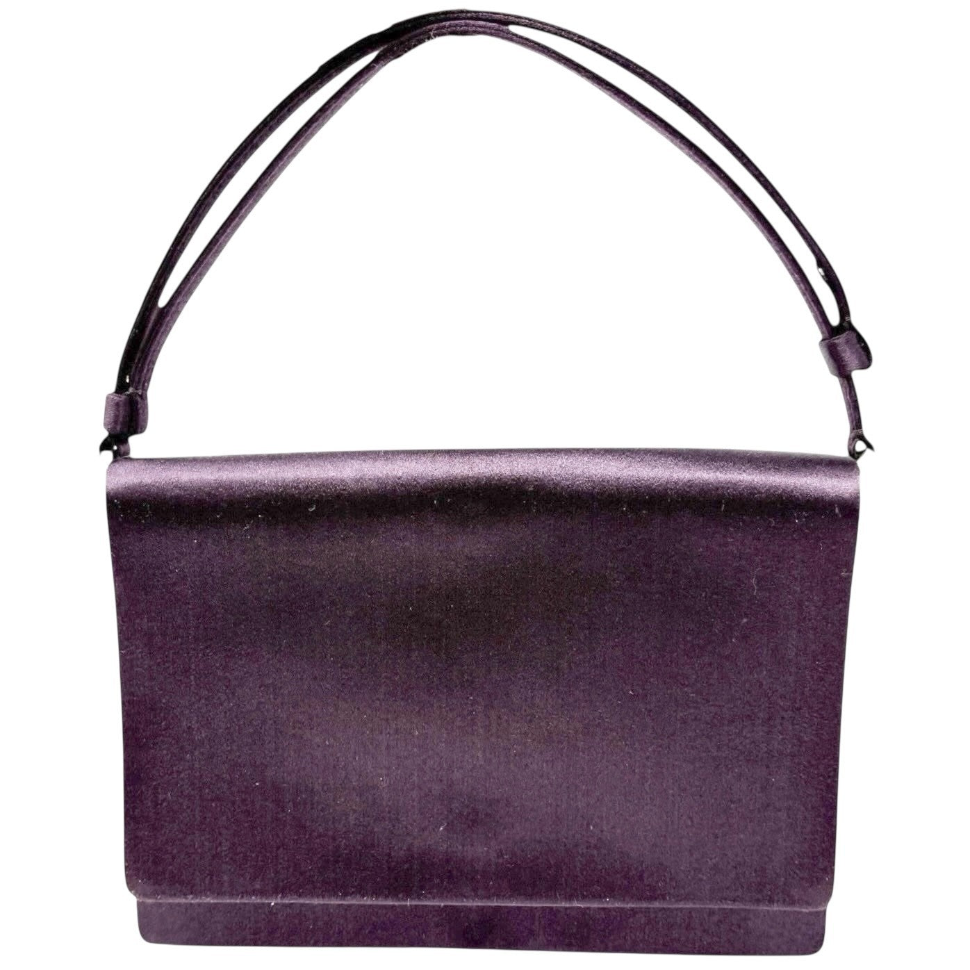 PRADA Vintage Triangle Logo Satin Shoulder Mini Bag Handbag Purple Silver