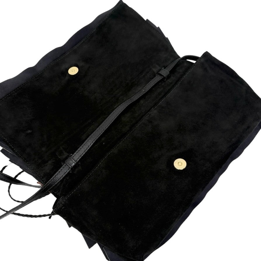 Yves Saint Laurent Vintage YSL Frill Fringe Pony Calf Hair Bag Brown 902825