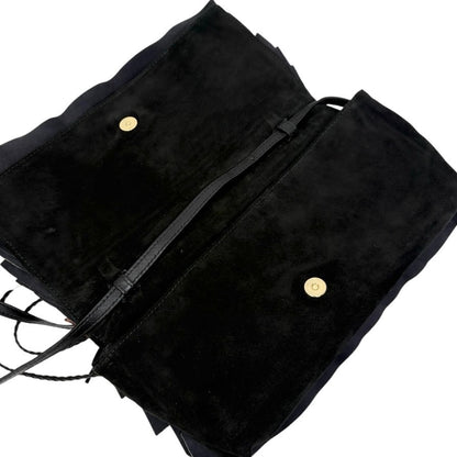 Yves Saint Laurent Vintage YSL Frill Fringe Pony Calf Hair Bag Brown 902825