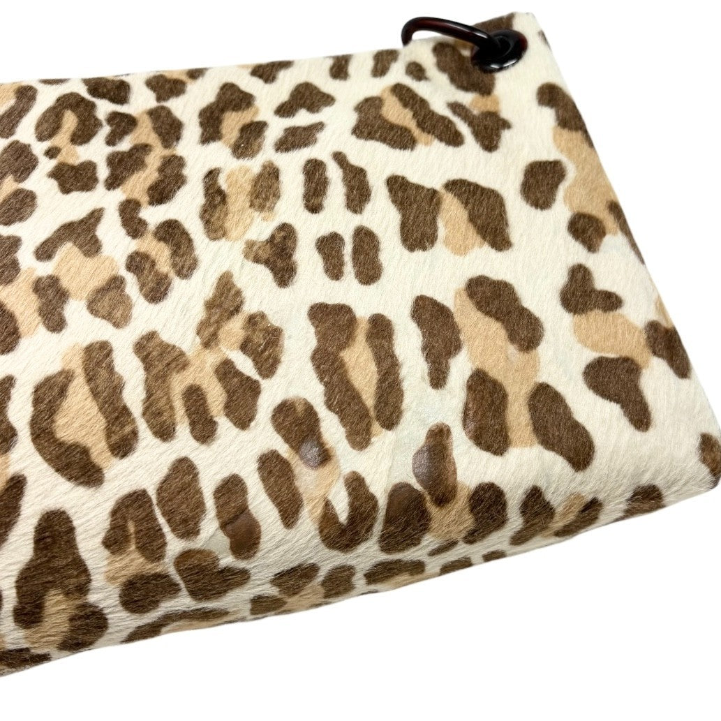 PRADA Vintage Triangle Logo Leopard Pony Calf Hair Chain Shoulder Bag 902309