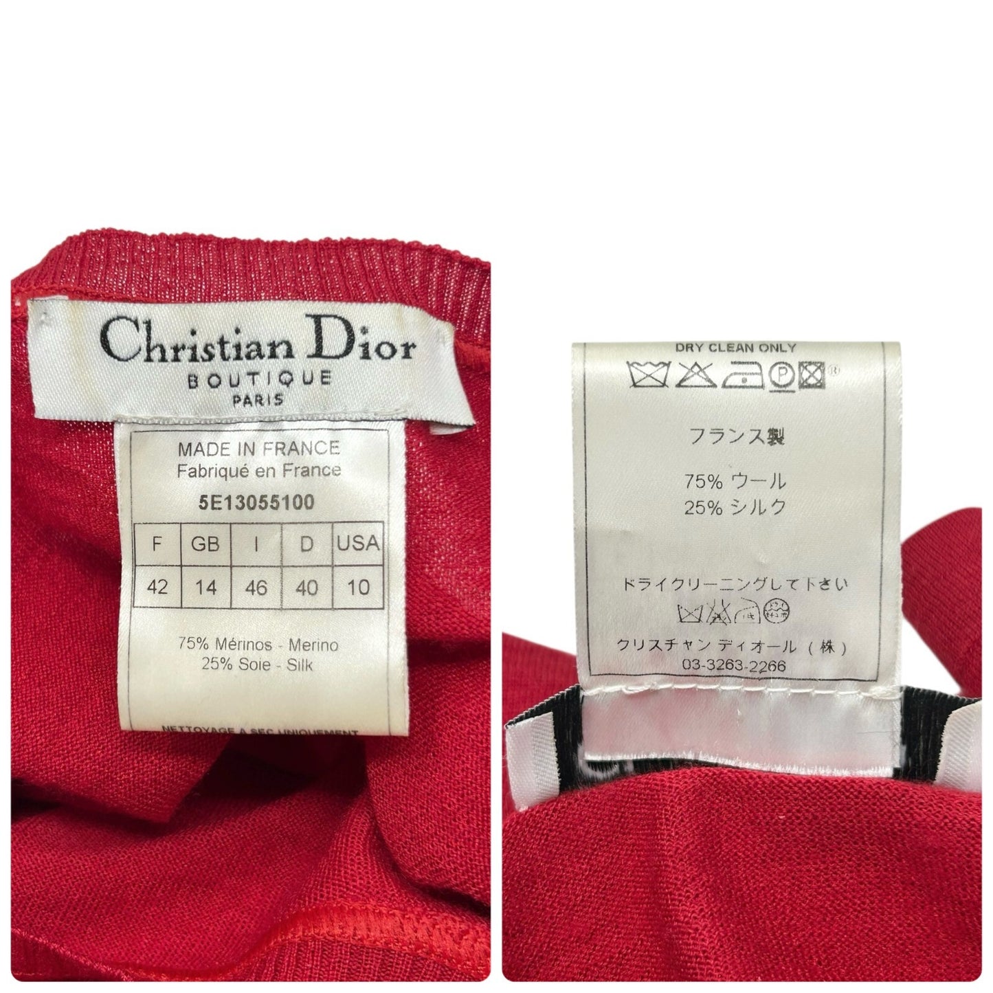 Christian Dior Vintage 2005 Logo Knit Top #42 T-shirt Red Short Sleeve Mesh
