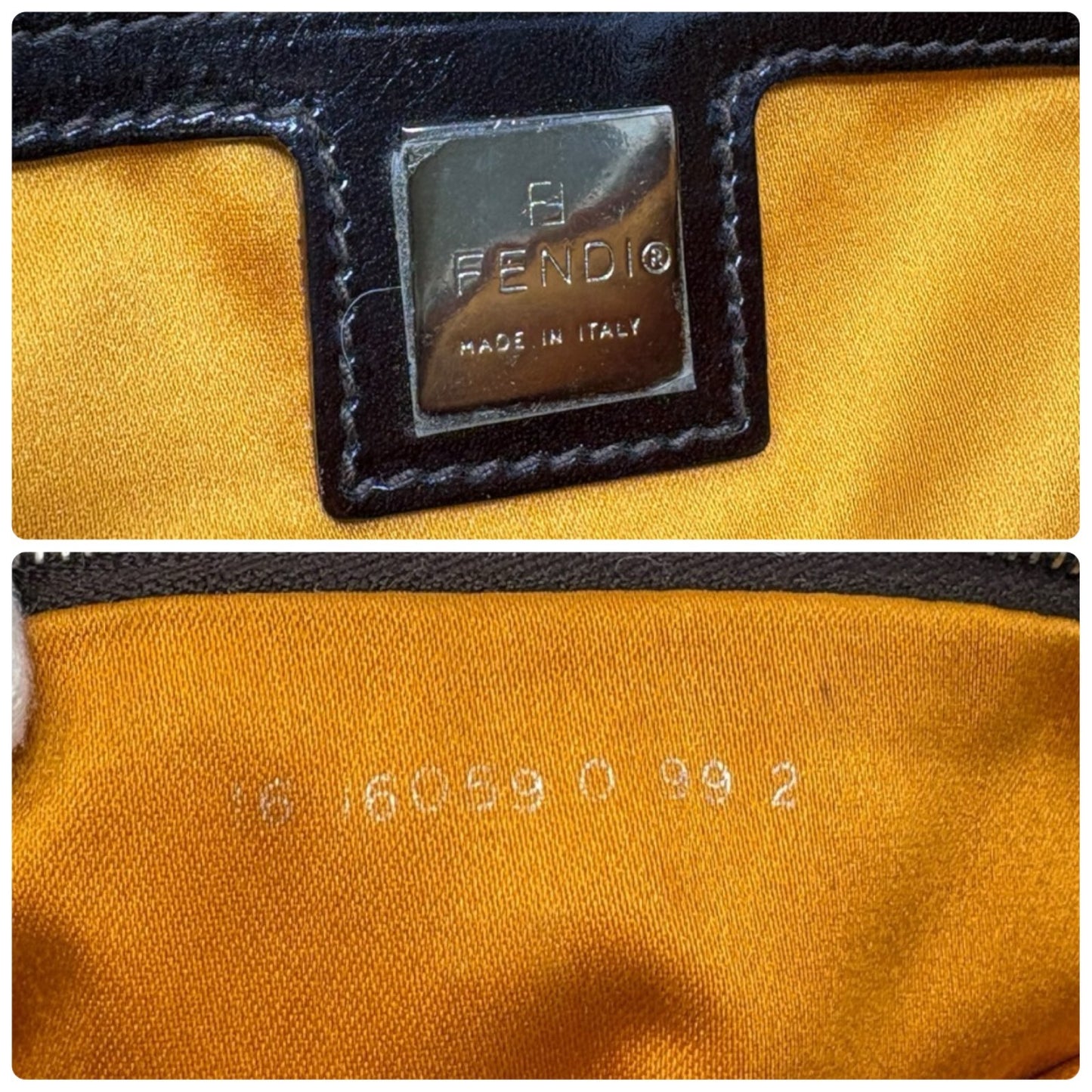 FENDI Vintage FF Mamma Baguette Wool Knit Shoulder Bag Gray Brown Flower